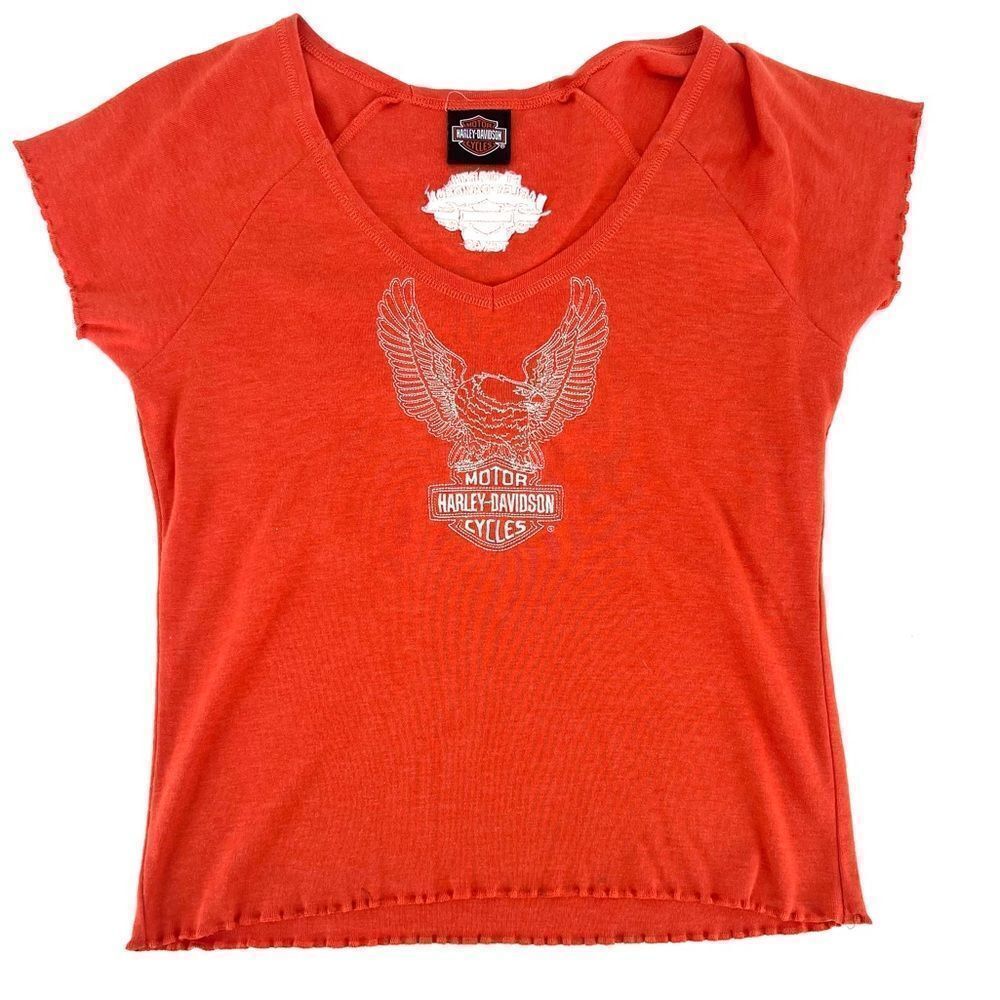 Harley Davidson women’s‎ orange Eagle shirt FT Worth Texas small